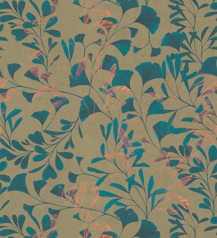 Papel pintado botánico hojas ginkgo vintage - Biloba Light 684648