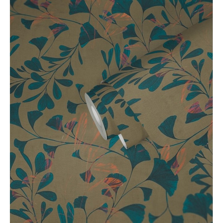 Papel pintado botánico hojas ginkgo vintage - Biloba Light 684648