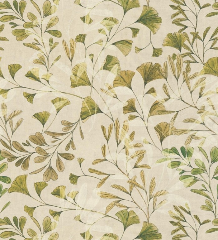 Papel pintado botánico hojas ginkgo vintage - Biloba Light 684649