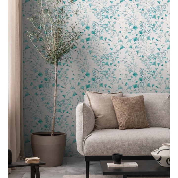 Papel pintado botánico hojas ginkgo vintage - Biloba Light 684650