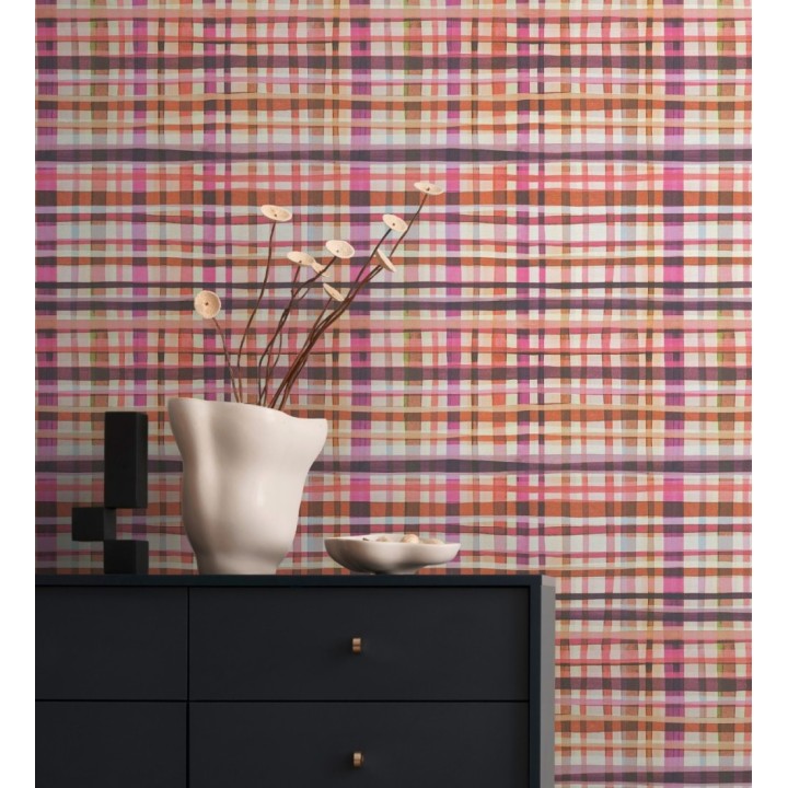 Papel pintado cuadros difuminados pincelada teal - Tinted Weave 684651