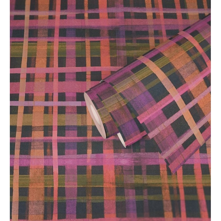 Papel pintado cuadros difuminados pincelada teal - Tinted Weave 684652