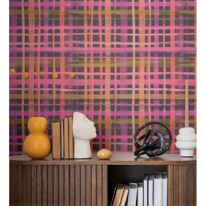 Papel pintado cuadros difuminados pincelada teal - Tinted Weave 684652