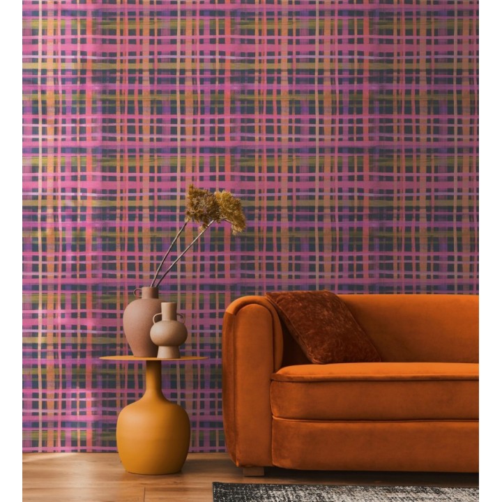 Papel pintado cuadros difuminados pincelada teal - Tinted Weave 684652