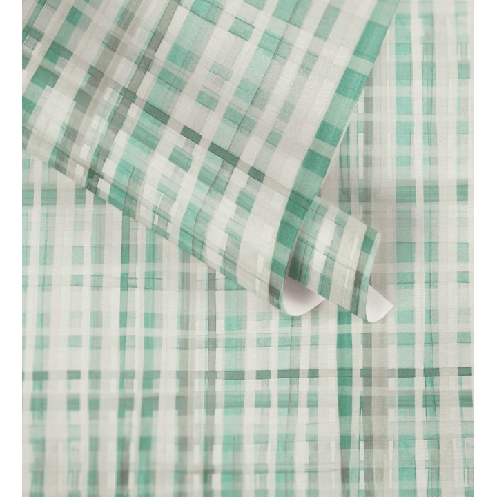 Papel pintado cuadros difuminados pincelada teal - Tinted Weave 684653