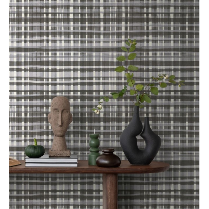 Papel pintado cuadros difuminados pincelada teal - Tinted Weave 684654