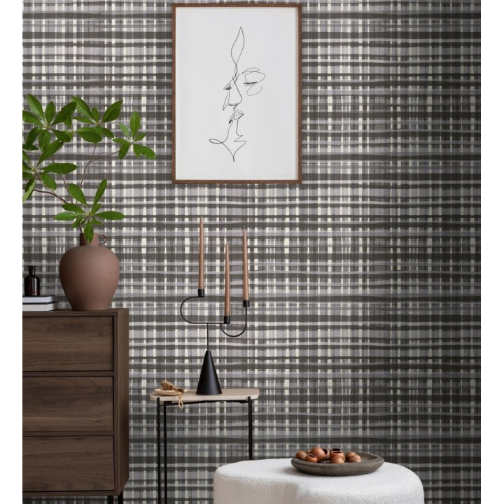 Papel pintado cuadros difuminados pincelada teal - Tinted Weave 684654