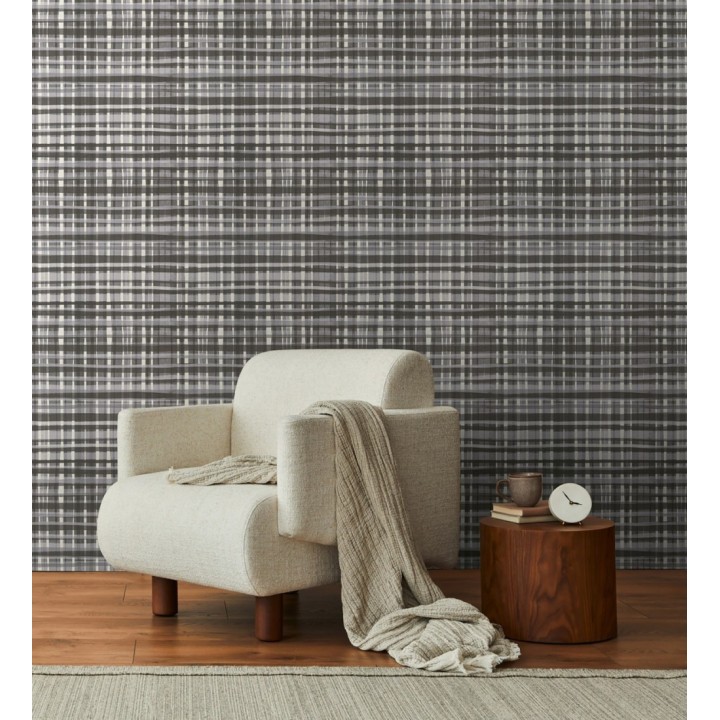 Papel pintado cuadros difuminados pincelada teal - Tinted Weave 684654