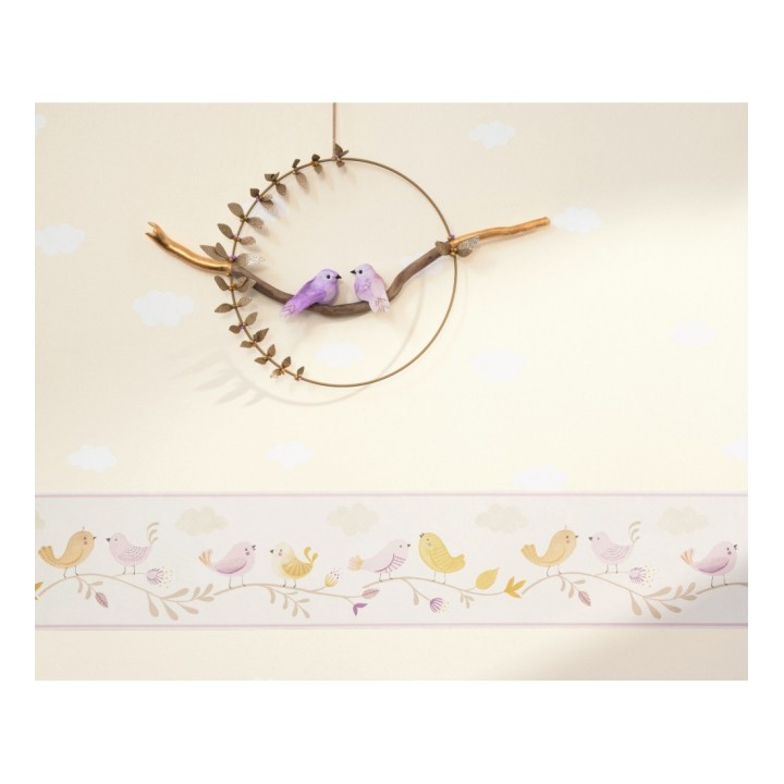 Papel pintado infantil de nubes fondo beige - Kids Clouds 126580