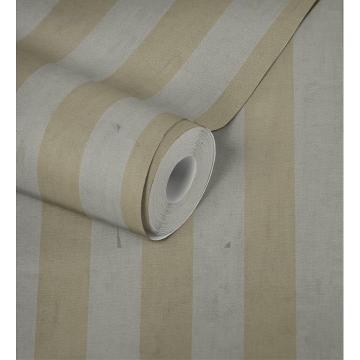 Papel pintado de rayas textiles amarillo mostaza desgastadas - Kalinoa Stripe 684658