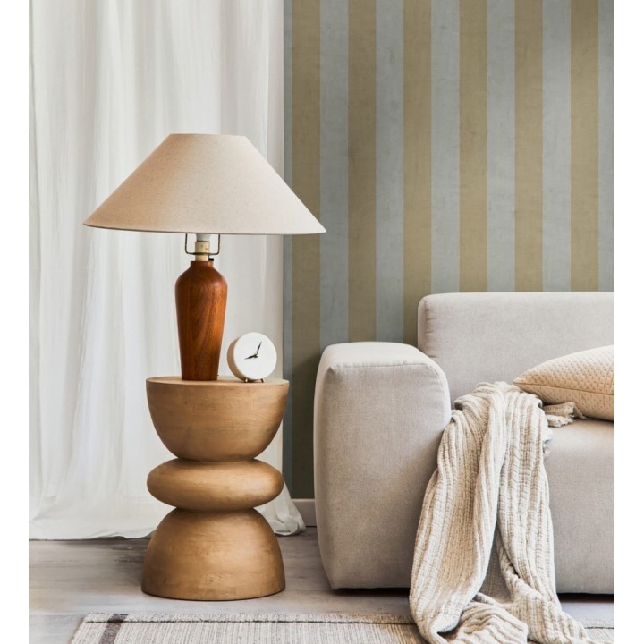 Papel pintado de rayas textiles amarillo mostaza desgastadas - Kalinoa Stripe 684658