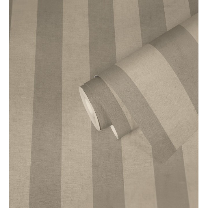 Papel pintado de rayas textiles beige desgastadas - Kalinoa Stripe 684660
