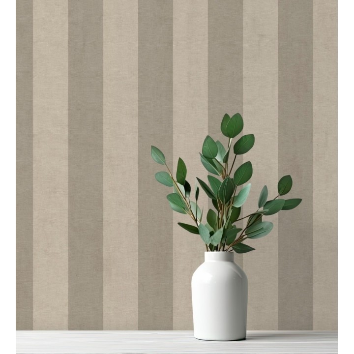 Papel pintado de rayas textiles beige desgastadas - Kalinoa Stripe 684660