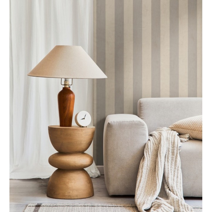 Papel pintado de rayas textiles beige desgastadas - Kalinoa Stripe 684660