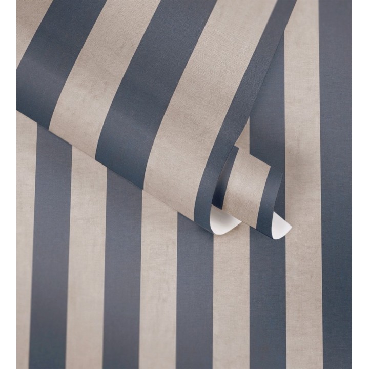 Papel pintado de rayas textiles azul desgastadas - Kalinoa Stripe 684661