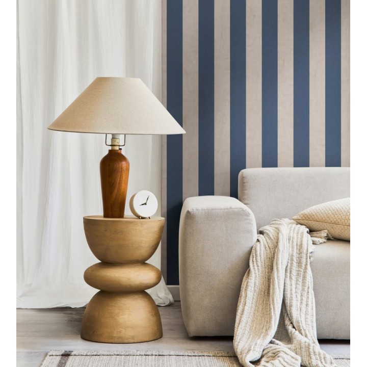 Papel pintado de rayas textiles azul desgastadas - Kalinoa Stripe 684661