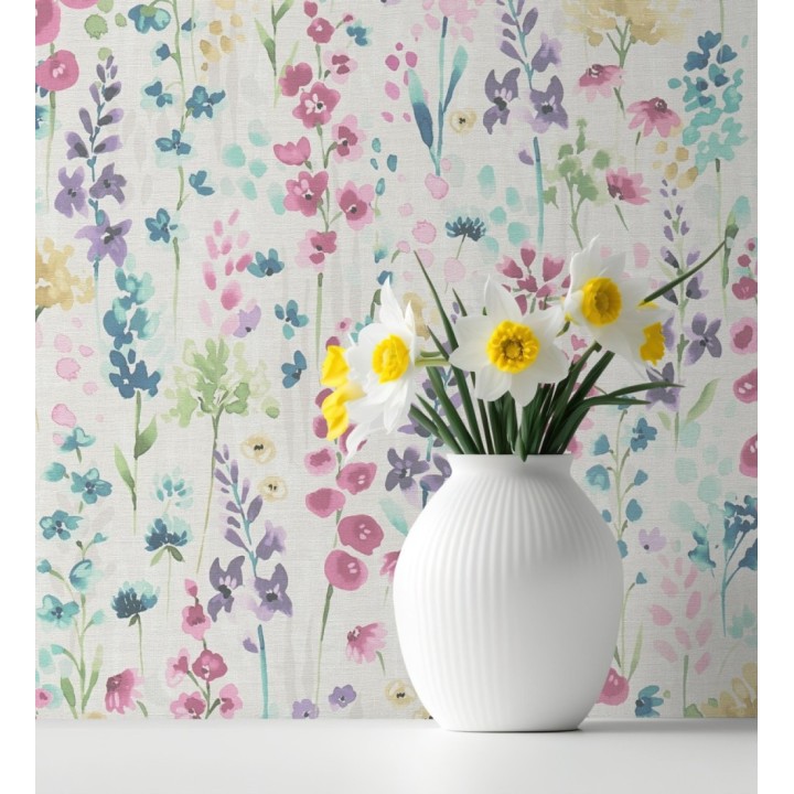 Papel pintado jardín botánico en acuarela texturizado - Vera Meadow 684662