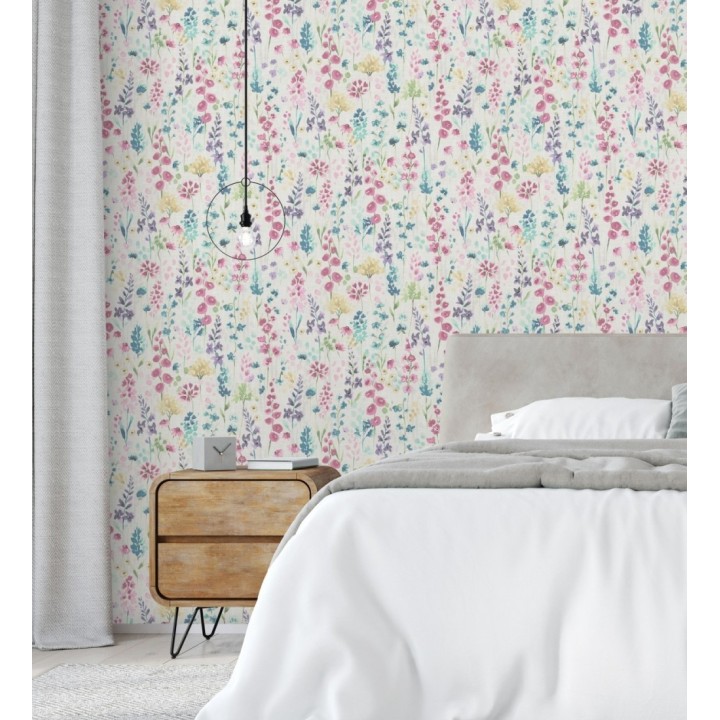 Papel pintado jardín botánico en acuarela texturizado - Vera Meadow 684662