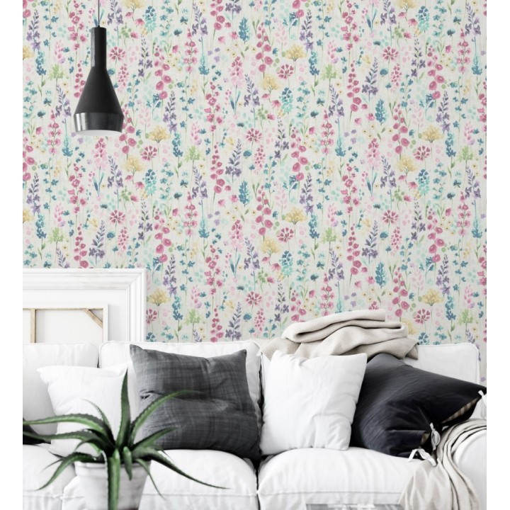 Papel pintado jardín botánico en acuarela texturizado - Vera Meadow 684662