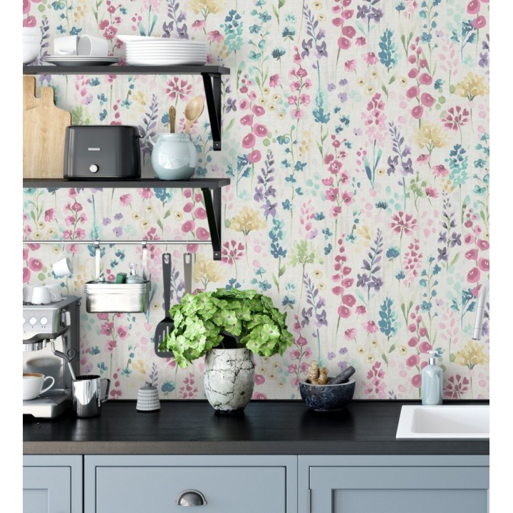 Papel pintado jardín botánico en acuarela texturizado - Vera Meadow 684662