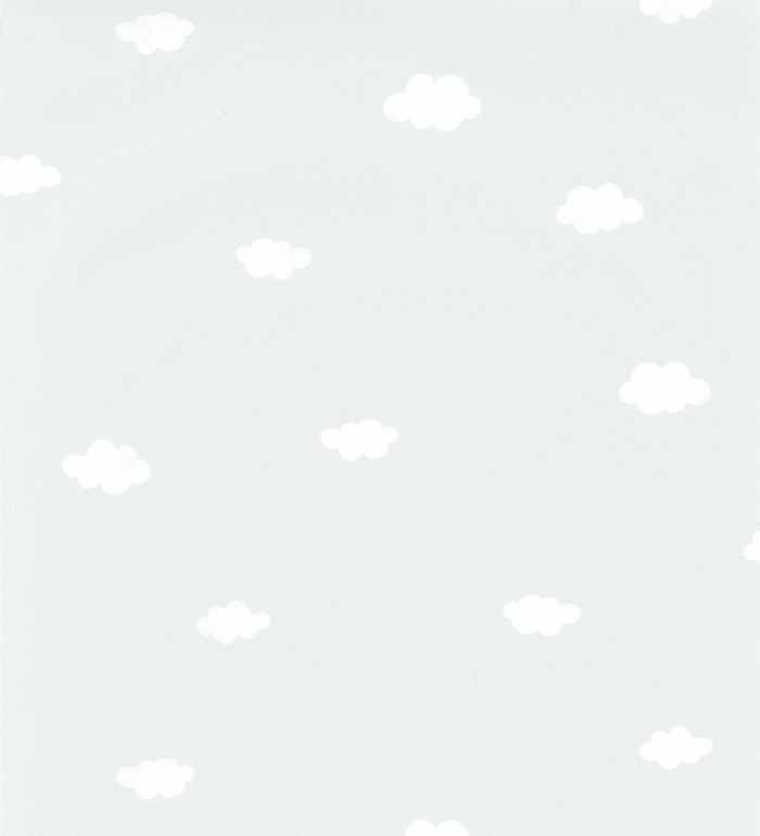 Papel pintado infantil de nubes gris verdoso - Kids Clouds 126583