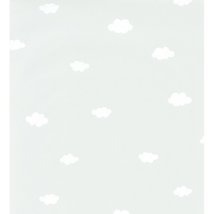 Papel pintado infantil de nubes gris verdoso - Kids Clouds 126583