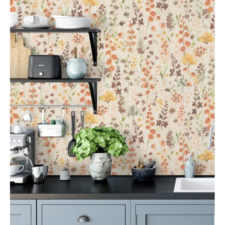 Papel pintado jardín botánico en acuarela texturizado - Vera Meadow 684663