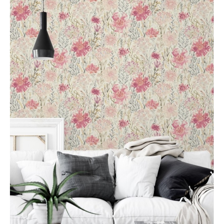 Papel pintado flores silvestres rosa y magenta - Bellerose Atellier 684670