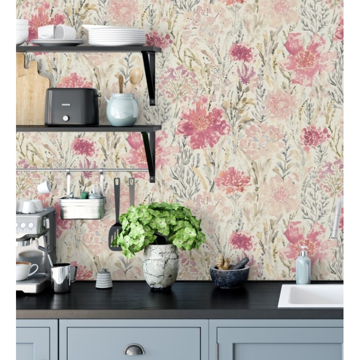 Papel pintado flores silvestres rosa y magenta - Bellerose Atellier 684670