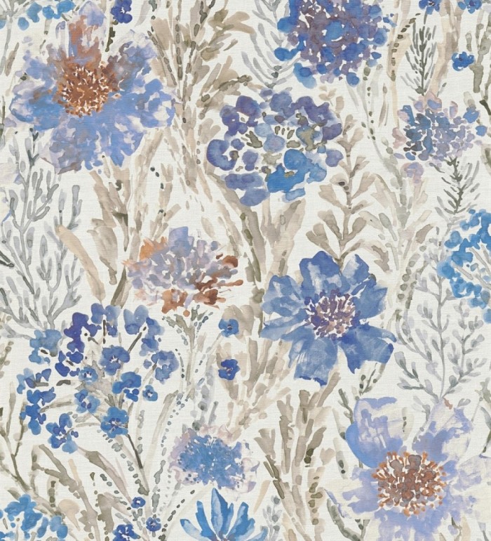 Papel pintado flores silvestres tonos azul añil - Bellerose Atellier 684671