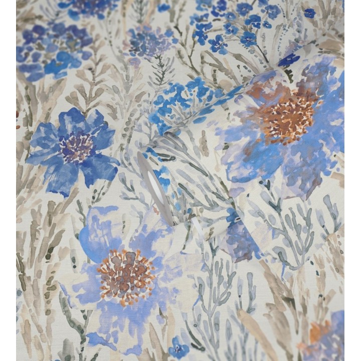 Papel pintado flores silvestres tonos azul añil - Bellerose Atellier 684671