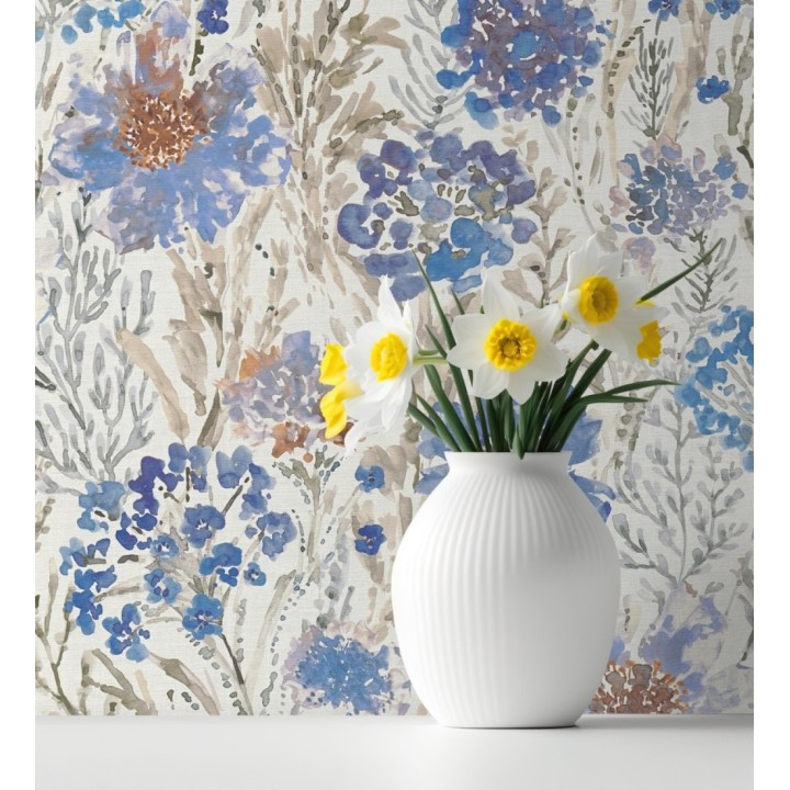 Papel pintado flores silvestres tonos azul añil - Bellerose Atellier 684671