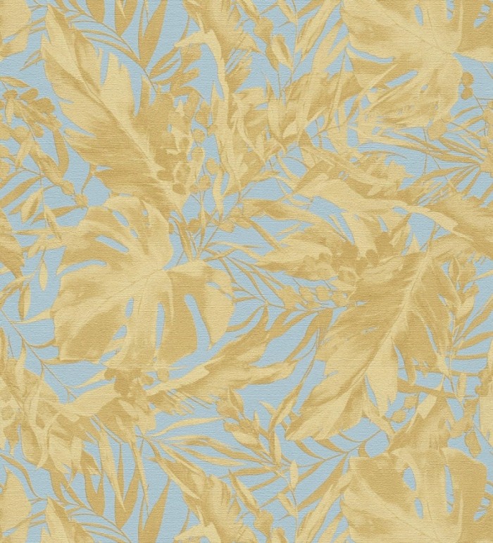 Papel pintado selva dorada fondo texturizado azul cielo - Dorian Jungle 684685