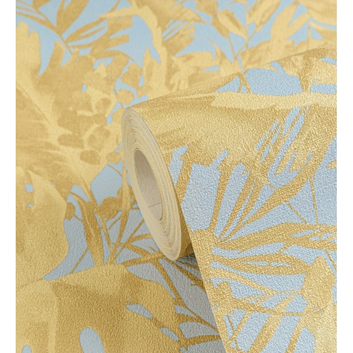 Papel pintado selva dorada fondo texturizado azul cielo - Dorian Jungle 684685