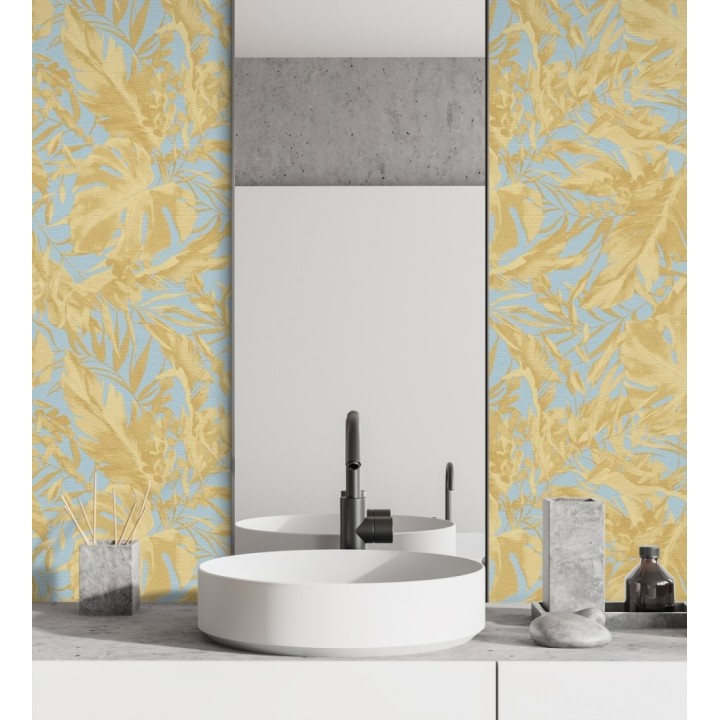 Papel pintado selva dorada fondo texturizado azul cielo - Dorian Jungle 684685