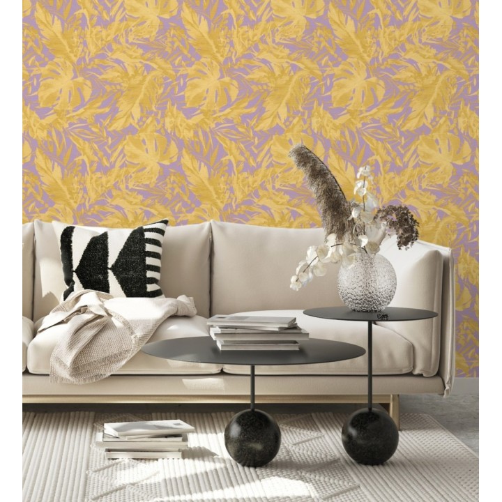 Papel pintado selva dorada fondo texturizado malva - Dorian Jungle 684686
