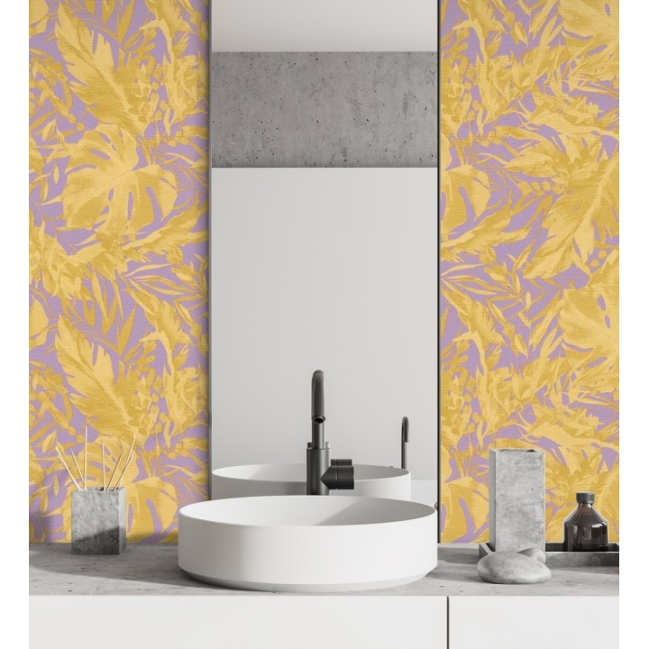 Papel pintado selva dorada fondo texturizado malva - Dorian Jungle 684686