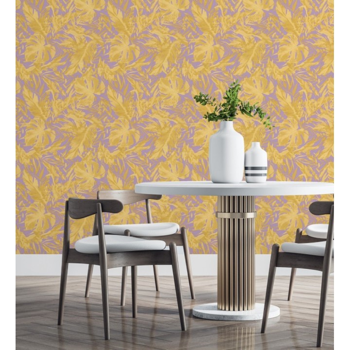 Papel pintado selva dorada fondo texturizado malva - Dorian Jungle 684686