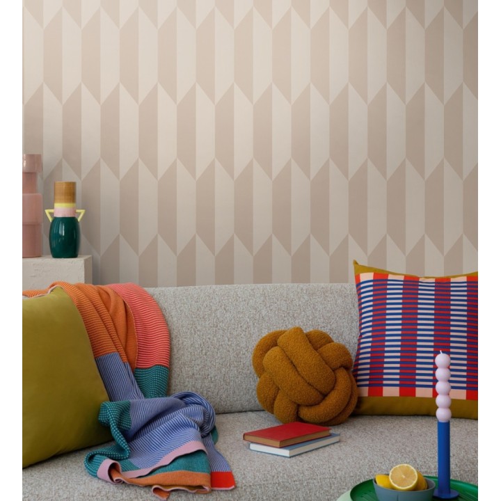 Papel pintado geométrico de prismas metalizados color beige - Rhine Metric 684695