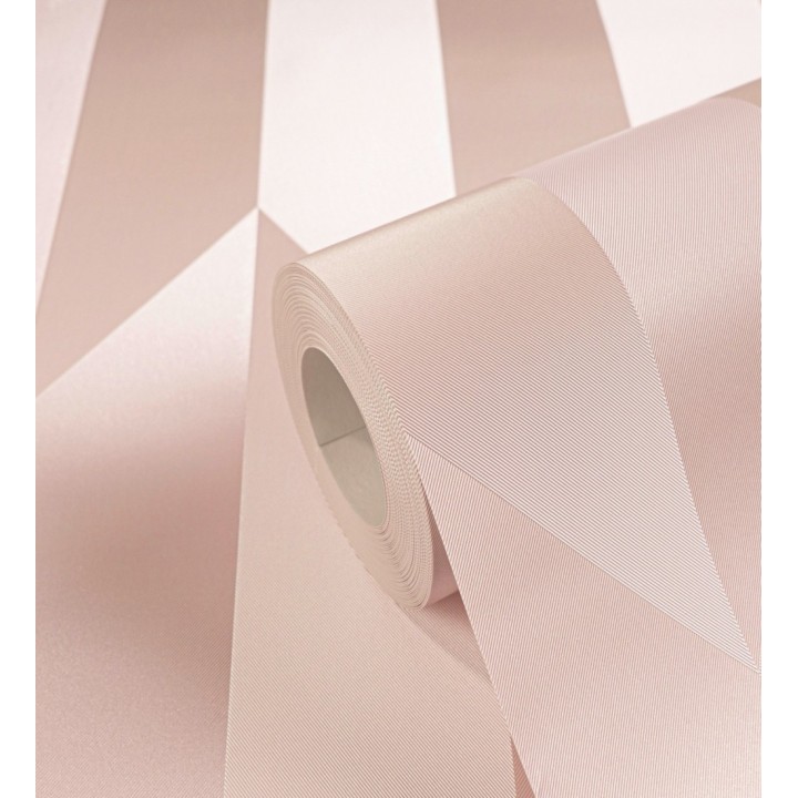 Papel pintado geométrico de prismas metalizados color rosa - Rhine Metric 684696
