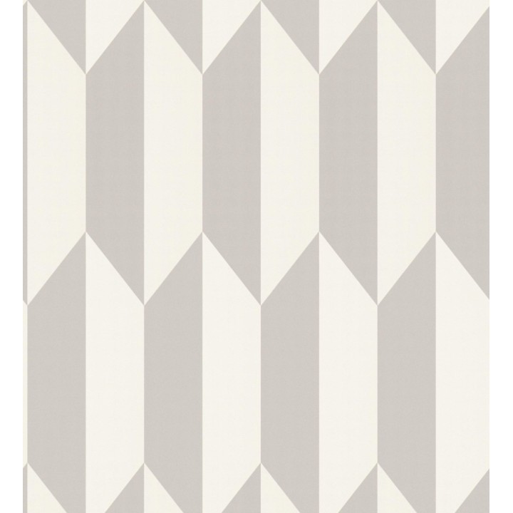 Papel pintado geométrico de prismas metalizados color gris cálido - Rhine Metric 684697