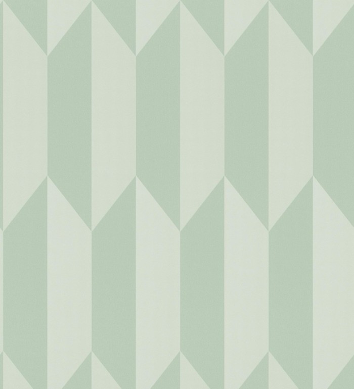 Papel pintado geométrico de prismas metalizados color verde salvia - Rhine Metric 684698