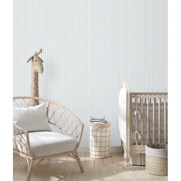 Papel pintado rayas finas infantiles celestes y blancas - Andy Stripes 126594