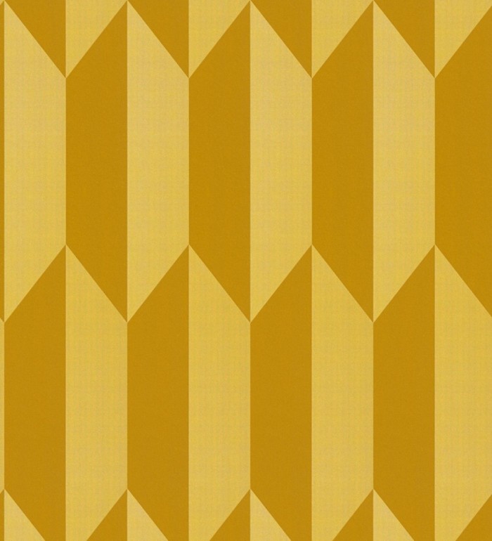 Papel pintado geométrico de prismas metalizados color dorado - Rhine Metric 684700
