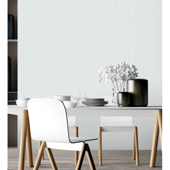 Papel pintado rayas finas infantiles celestes y blancas - Andy Stripes 126594