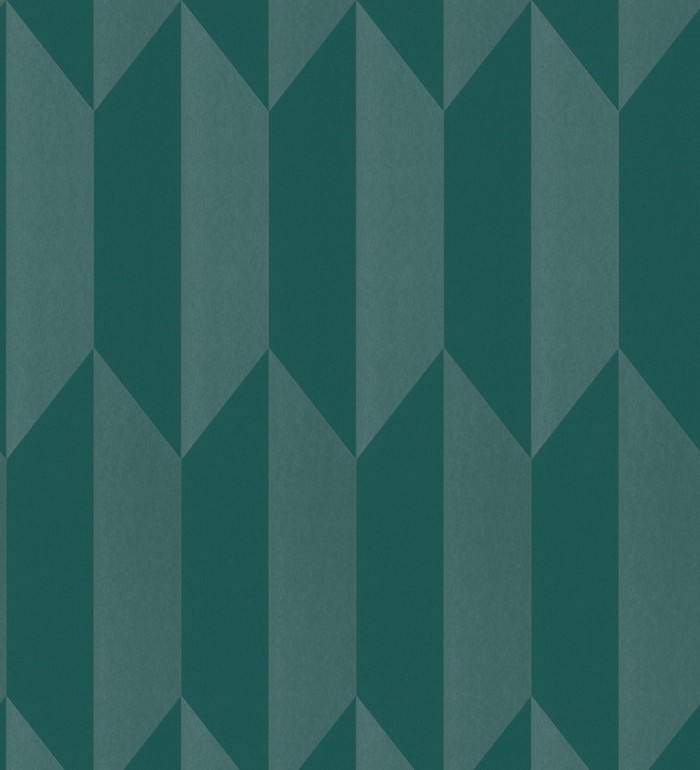 Papel pintado geométrico de prismas metalizados color verde esmeralda - Rhine Metric 684701