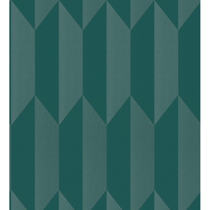 Papel pintado geométrico de prismas metalizados color verde esmeralda - Rhine Metric 684701