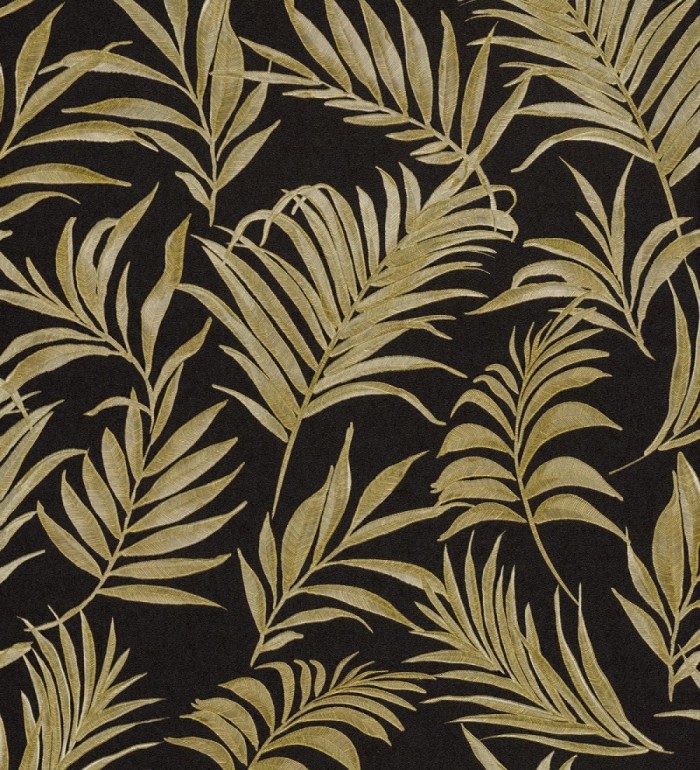 Papel pintado de hojas bordadas en oro sobre fondo texturado - Selene Ethereal 684708