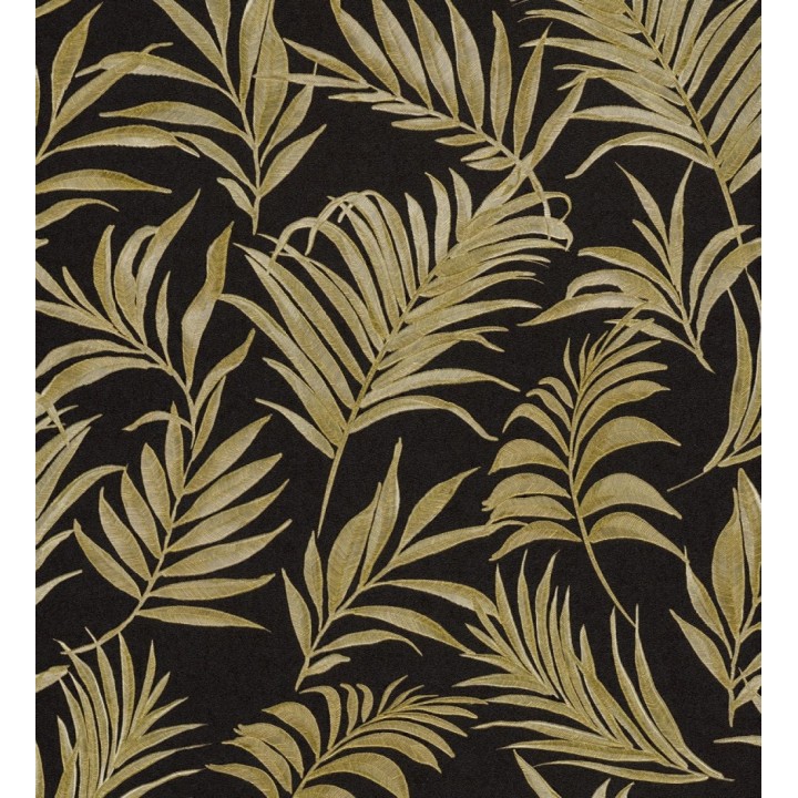 Papel pintado de hojas bordadas en oro sobre fondo texturado - Selene Ethereal 684708