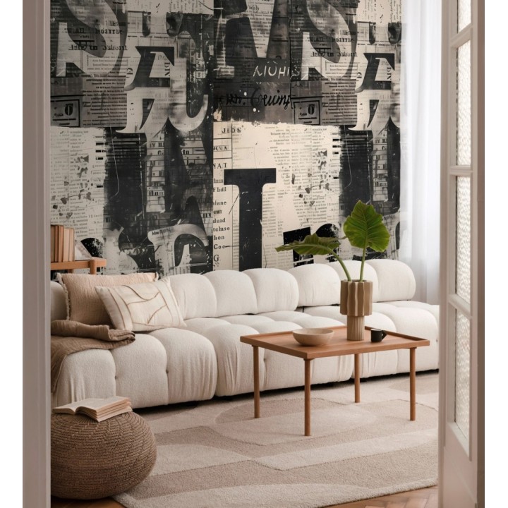 Papel pintado mural estética de prensa clásica con texturas de papel envejecido - Harlem Editorial 684710